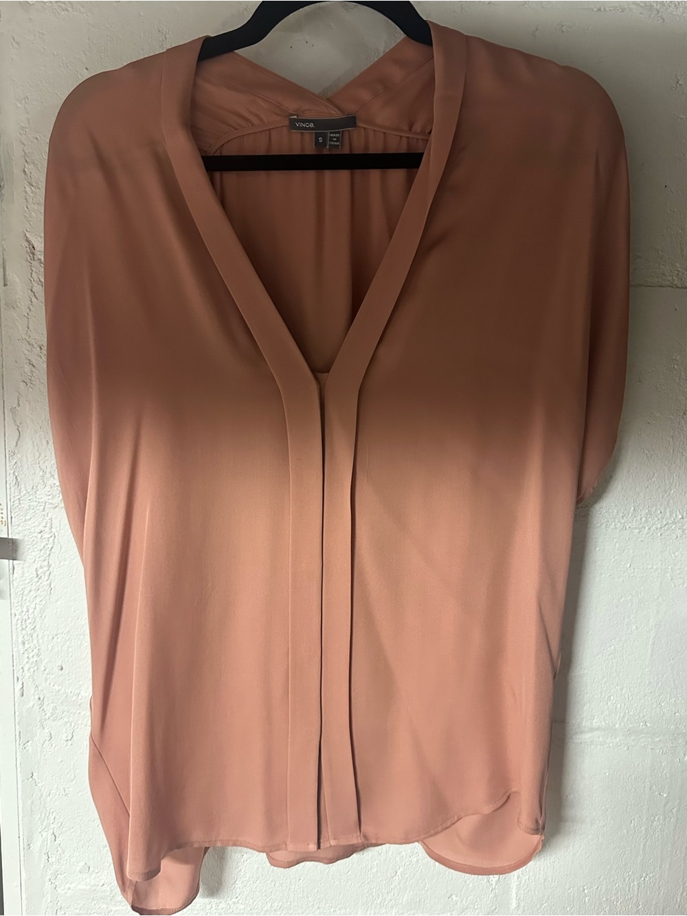 Vince Blush Pink V-Neck Draped Blouse